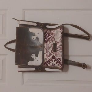 Sixtease Leather and Cotton Knapsack Backpack Recycled Material